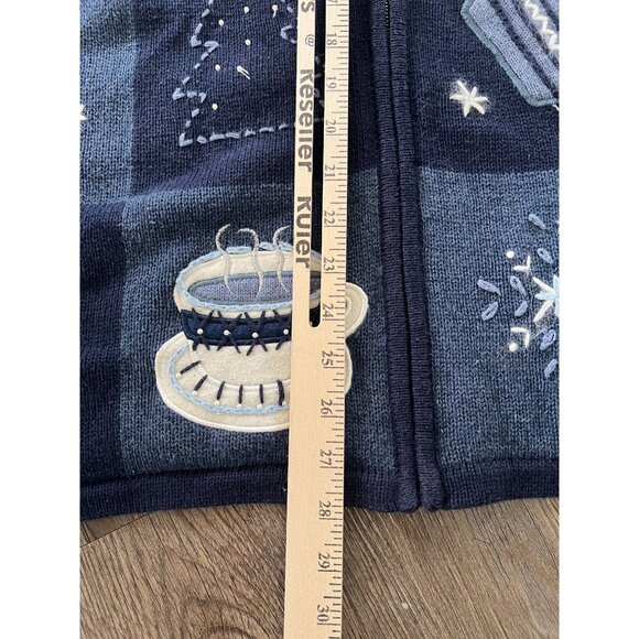 Northcrest Cardigan Sweater Women's 2XL Wool Blend Ski Holiday Lodge Snowman - Picture 7 of 11